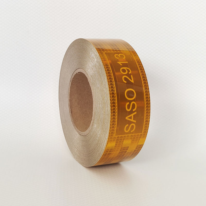 السوق العربية السعودية الحيوانات الأليفة المعدنية 50mm واضحة Hi Vis صفراء Saso 2913 شريط عاكس للسيارات الشاحنات السلامة