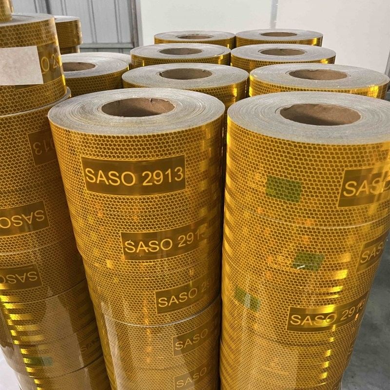 الشريط العاكس الأصفر المعدني لـ SASO 2913 مع طبقة الألومنيوم